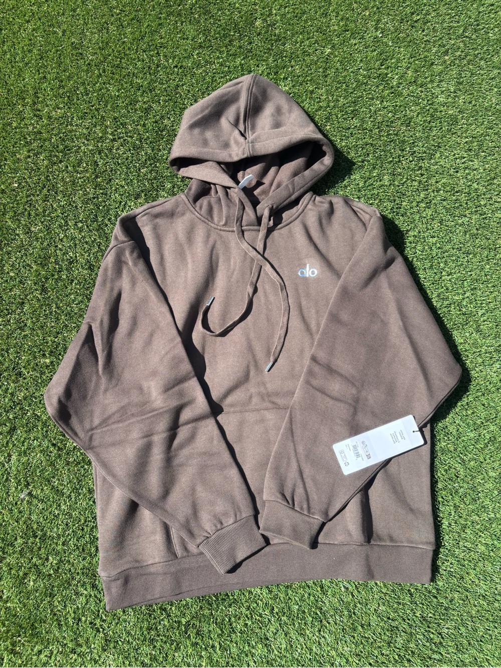 ALO Yoga Men's Chocolate Brown Hoodie with Logo